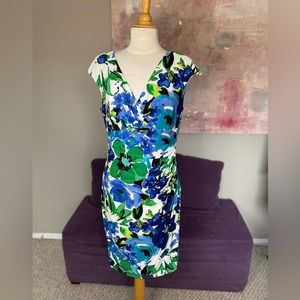 Lauren Ralph Lauren Watercolour Floral Cap Sleeve Empire Waist Size‎ M